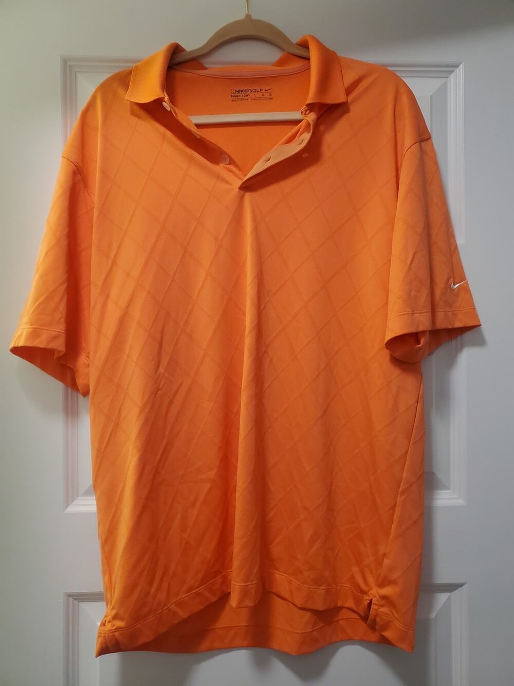 Nike Shirt Mens Polo Large Orange Texture Fit Dry Polo Shirt Golf. A31